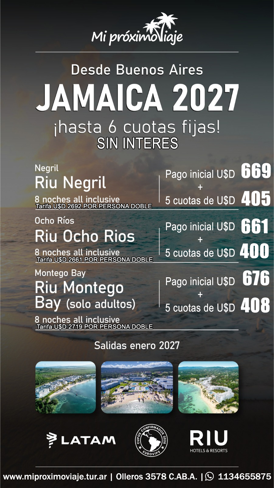 JAMAICA VERANO 2027 6 CUOTAS SIN INTERES!